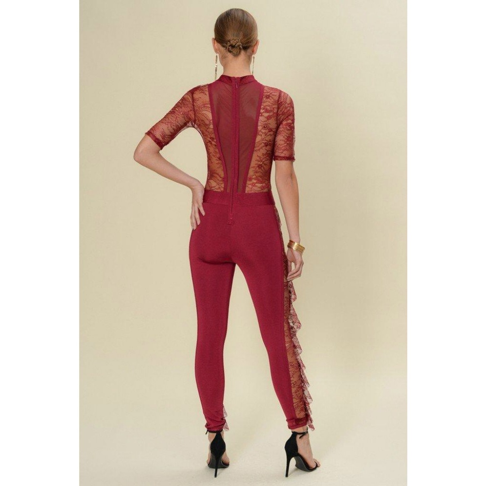 Sheer Lace Ruffled Jumpsuit - Picture 3 of 4